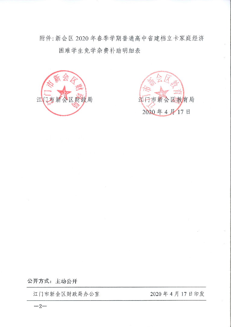 新财教〔2020〕11号（关于拨付2020年春季学期普通高中省建档立卡家庭经济困难学生免学杂费补助经费的通知） 2.jpg